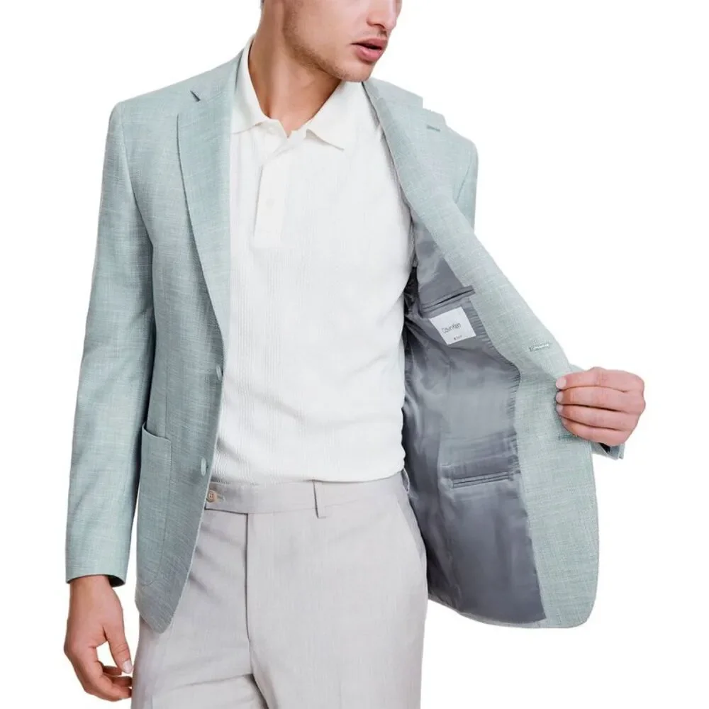 Calvin Klein Mens Solid Slim-Fit Soft Sport Coat 40 Regular Mint Blazer NWT $295